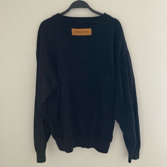 [Louis Vuitton] Rare Virgil Abloh Wool Reverse Label Uniforms Sweater Black - Picture 11 of 14